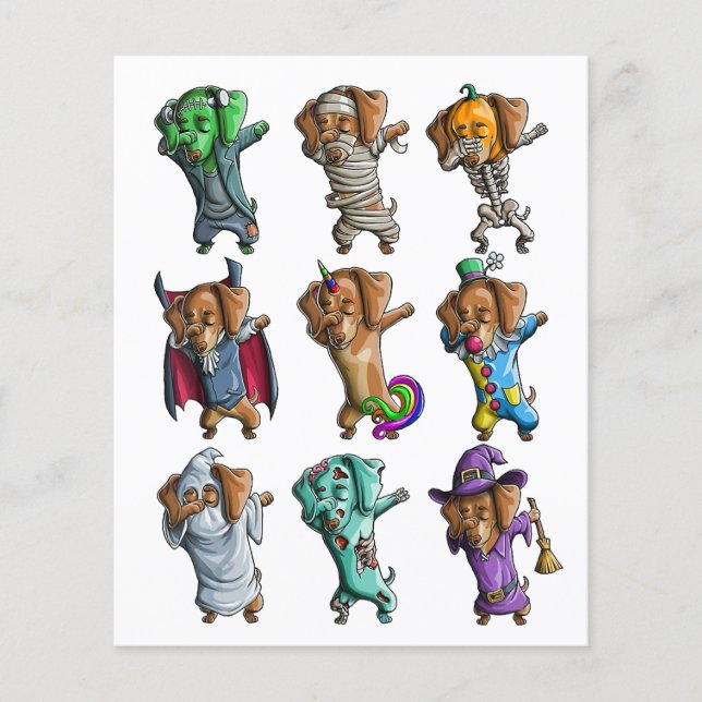 Flyer Feliz Halloweenie Dachshund Mummy Doxie Dog Hallow (Frente)