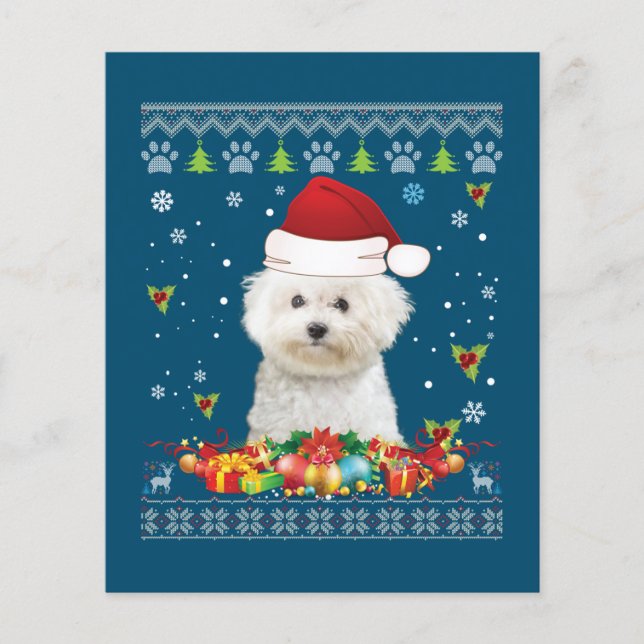 Flyer Feliz Natal Bichons Frise Cachorro Feio (Frente)