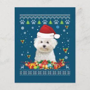 Flyer Feliz Natal Bichons Frise Cachorro Feio