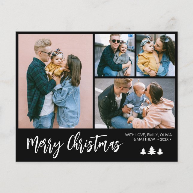 Flyer Feriado de Natal da Colagem de Fotos do Script de  (Frente)