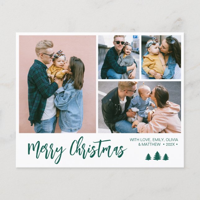 Flyer Feriado de Natal do Pine de Colagem de Script Verd (Frente)