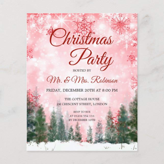 Flyer Feriado de Natal Red Winter Wonderland INVITE (Frente)