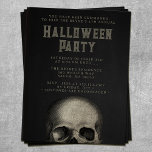 Flyer Festa Adulta do Halloween Negro<br><div class="desc">Imagem do crânio humano a preto com tipografia no estilo do gótico - preto no tema negro</div>