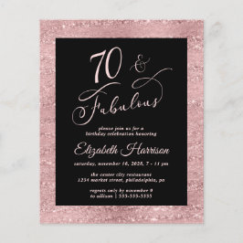Flyer Festa de 70 Anos Elegante em Dourado Rosa com Orça
