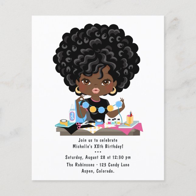 Flyer Festa de Aniversário de Artesanato de Mulher Afro (Frente)