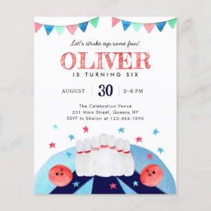 Flyer Festa de aniversário De Boliche Barata Ataca Um Po