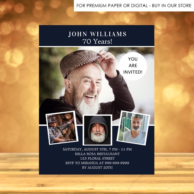 Flyer Festa de aniversário marinho azul convite para orç (Criador carregado)