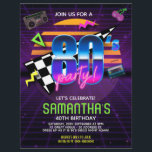 Flyer festa de aniversário retrorreflectora dos anos 80<br><div class="desc">Folheto de Festa de aniversário dos anos 80 - Viagem de volta aos anos 80 totalmente bárbaros com este em um milhão de retrógrados convite de aniversário dos anos 80. Os cabelos, a moda e a música, mantêm esta década de na moda nos corações e mentes dos jovens e dos...</div>