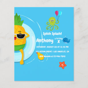 Flyer Festa de Aniversário Splish Splash de Verão de Aba