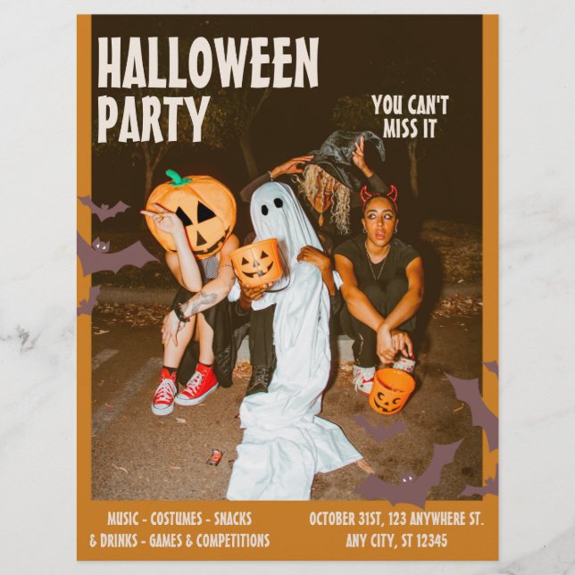 Flyer Festa de Fantasia de Halloween, Halloween Vintage  (Frente)