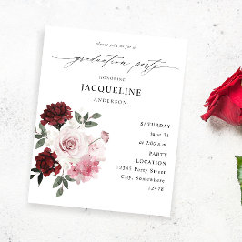 Flyer Festa de formatura Borgonha Vermelha e Rosa