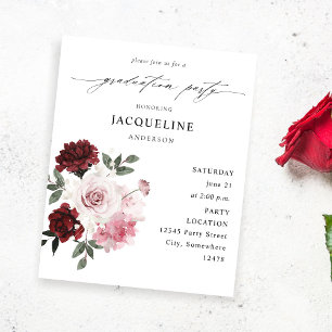 Flyer Festa de formatura Borgonha Vermelha e Rosa