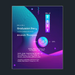 Flyer Festa de formatura de brilho geométrico<br><div class="desc">Convite de festa de formatura moderno com sotaques de azul e roxo personalizáveis para suas especificidades. Os envelopes não estão incluídos. Para convites mais espessos com envelopes incluídos e produtos correspondentes no mesmo tema,  consulte a coleção abaixo.</div>