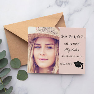 Flyer Festa de formatura rosa bege Save the Date