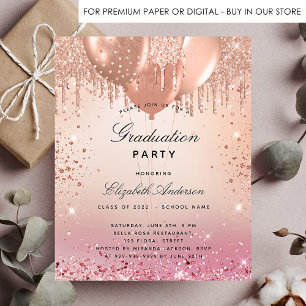 Flyer Festa de formatura rosa rosa-rosa - convite para o
