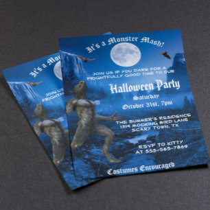 Flyer Festa de Halloween do Monstro Gótico Mash Lobisome
