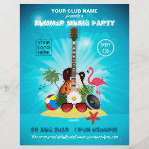 Flyer Festa de música de verão do clube adicionar logoti