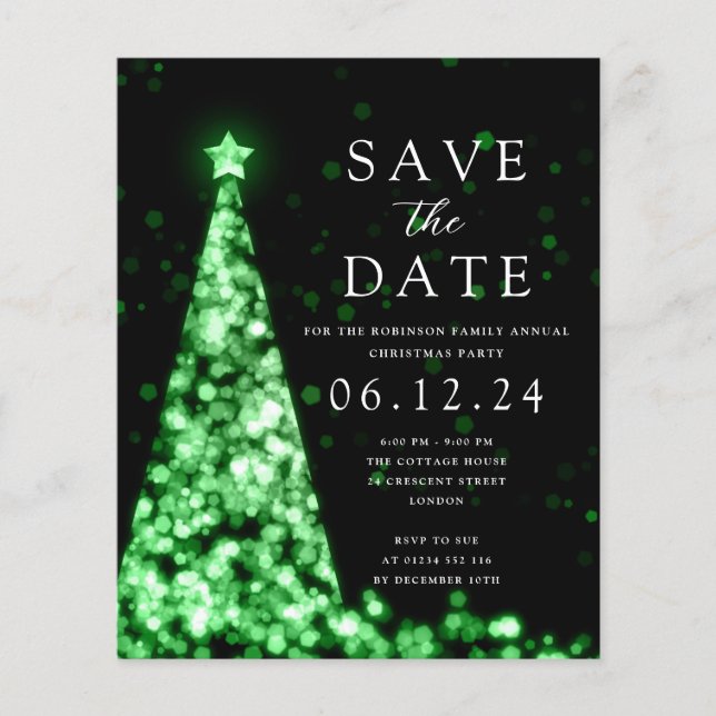 Flyer Festa De Natal Salve A Data Glam Green Invite (Frente)