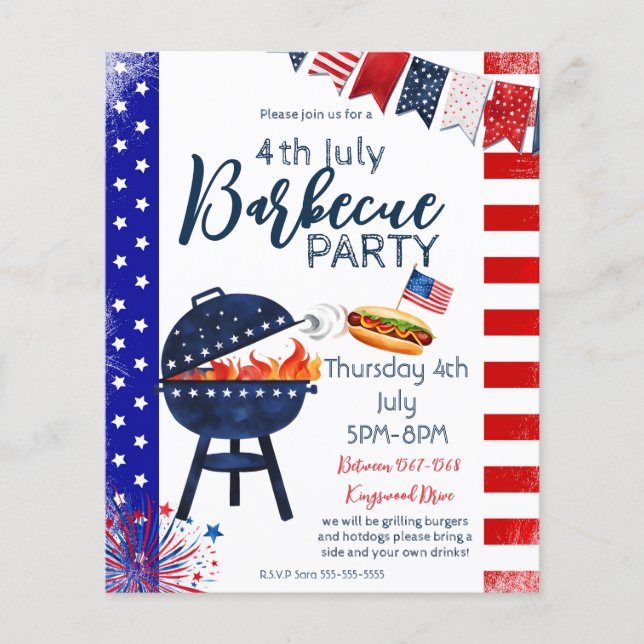 Flyer festa de quarteirão 4 de julho de festa de CHURRAS (Frente)