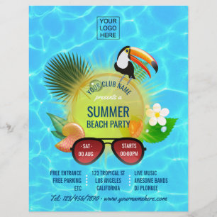 Flyer Festa de verão no clube na praia personalizado adi