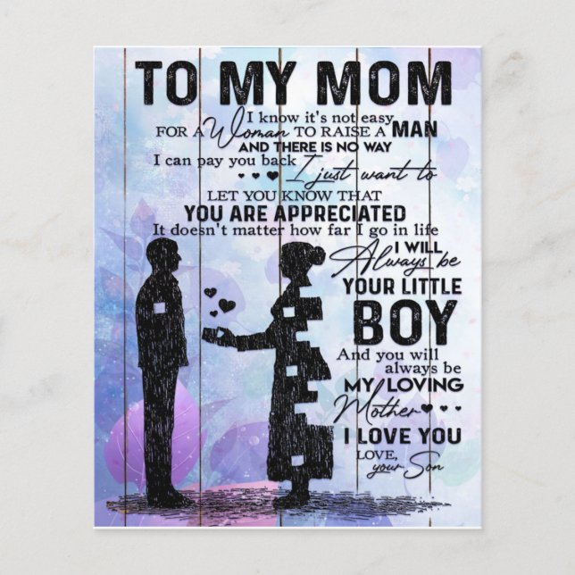 Flyer Filho Para Minha Letra Mãe, Decoração Em Casa, (Frente)