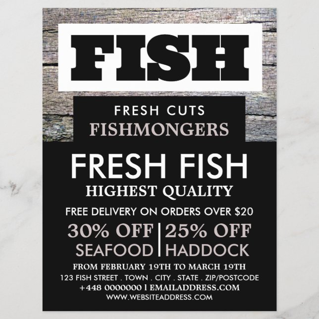 Flyer Fishmonger/Esposa Russos, Publicidade No Mercado D (Frente)