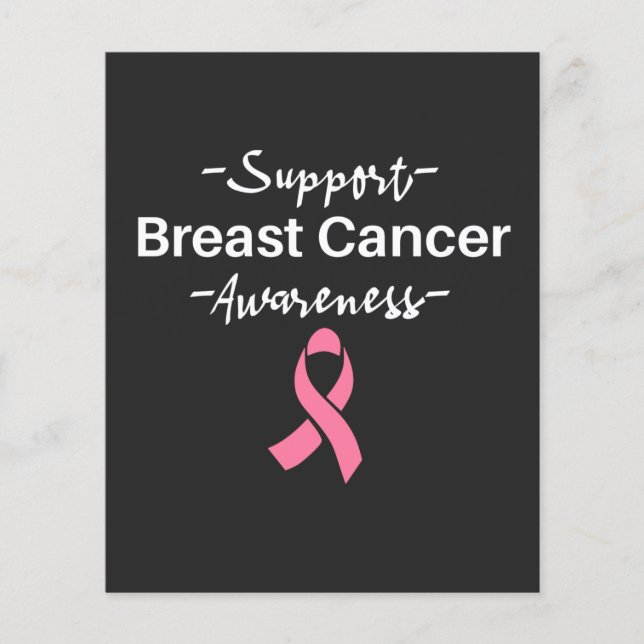 Flyer Fita rosa de Suporte à Consciência do Cancer da Ma (Frente)