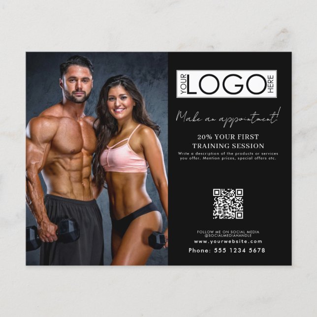 Flyer Fitness Appointment Personal Trainer Business Logo (Frente)