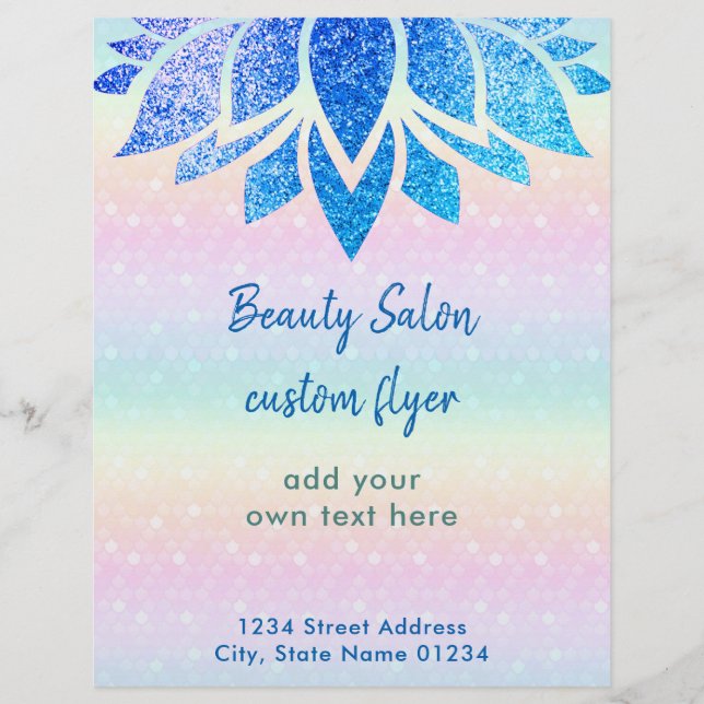 Flyer flor azul de lótus azul escura (Frente)