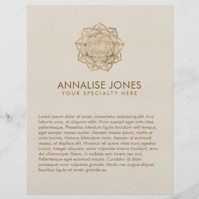 Flyer Flor da Vida em Lotus - dourados e canvas pastéis (Frente)