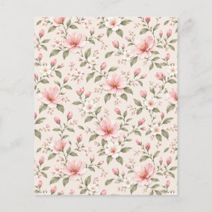 Flyer Flor de Cerejeira Rosa Suave Padrão Floral Sem Cos