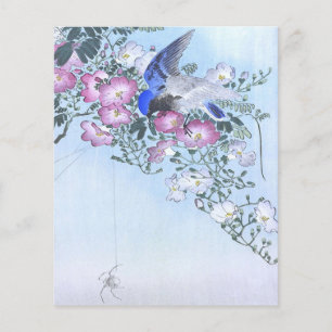 Flyer Flor Impressão Pássaro Aranha Azul Amantes de Ar