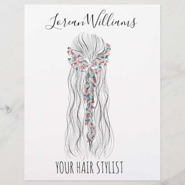 Flyer Flor Romântica Simples De Cabelo De Casamento De B (Frente)