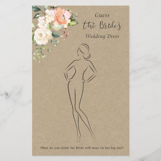 Flyer Floral Adivinha O Jogo Do Chá de panela De Vestido (Frente)