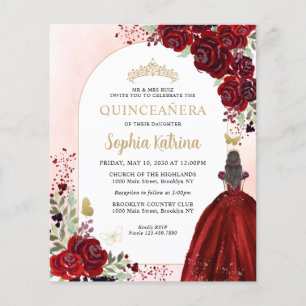 Flyer Floral Barata Dourada Princesa Quinceanera