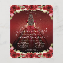 Floral Barata Dourada Princesa Quinceanera