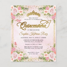 Floral Barata, Rosa Dourada Tiara Quinceañera