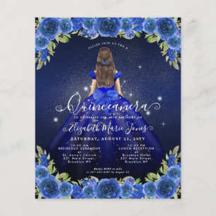 Flyer Floral Barato, Real Princesa Dourada, Quinceanera