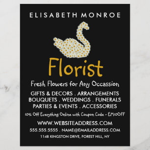 Flyer Floral Daisy Swan, Publicidade Florista