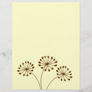 Flyer Floral de Dente-de-Leão Abstrato Marrom