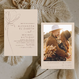 Flyer Floral de Foto Terracotta Minimalista de Casamento