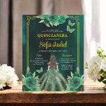 Flyer Floral Emerald Green Butterfly Dourada Quinceanera<br><div class="desc">Celebrar um marco mágico com um incrível convite Floral Emerald Green e Dourada Borboleta Quinceañera. Com tons verdes esmeraldas vibrantes e sotaques de ouro delicados, este design elegante é enfeitado com lindos padrões florais e borboletas caprichosas, simbolizando o crescimento e a transformação. Perfeito para uma quinceñera sofisticada e inspirada na...</div>