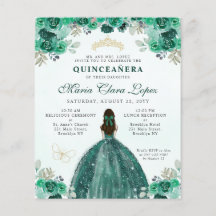 Floral Glam Princesa Quinceañera Verde Dourada Bar