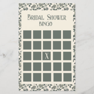 Flyer Floral Olive Blossomo em Verde e Creme