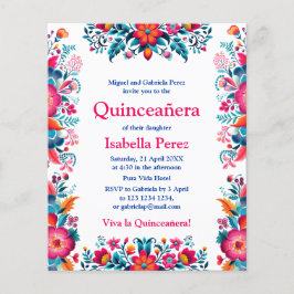 Flyer Floral Quinceanera White Festa Mexicana Aniversári