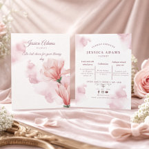 Flyer floral rosa aquarela romântica