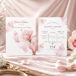 Flyer floral rosa aquarela romântica