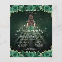 Floral Verde Princesa Barata Birthday Quinceanera