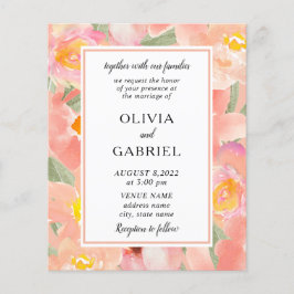 Flyer Flores de cor-de-água rosa do jardim Casamento chi