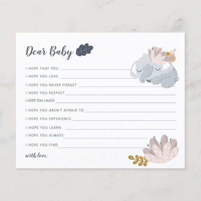 Flyer Flores de elefante Whimiscal desejam o bebê Feriad (Frente)